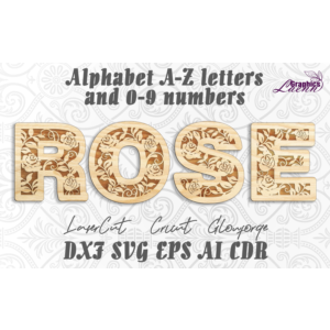 Алфавит Lucky буквы a-z, цифры 0-9 для лазерной резки