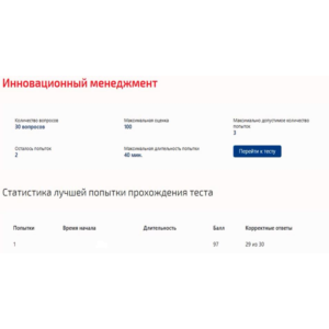 Инновационный менеджмент Ответы Синергия тест 2024