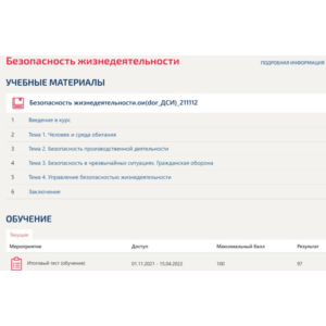 Безопасность жизнедеятельности Синергия. Итоговый тест