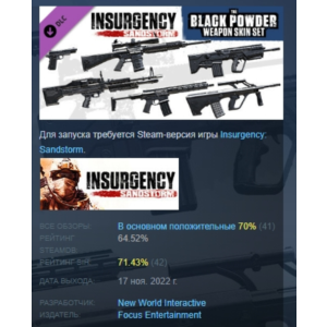 Insurgency: Sandstorm - Black Powder Weapon Skin Set РФ