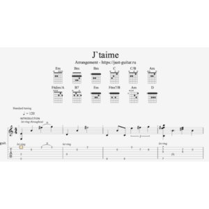 Lara Fabian - Je t´aime (табы / ноты для гитары)