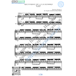 Воспоминание об Альгамбре (Ноты для 2-х гитар)