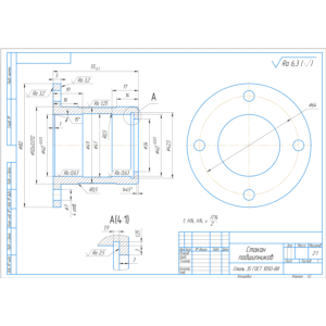 Чертеж детали "Стакан подшипников" в Компасе версии 20
