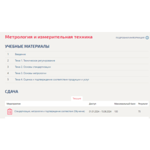 Метрология и измерительная техника.Тест Синергия/МТИ