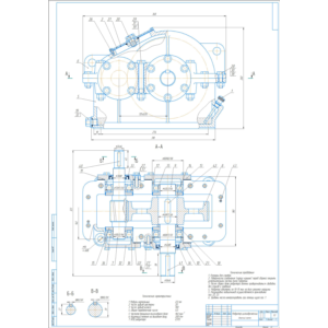 Чертеж редуктор цилиндрический косозубый. Сборочный