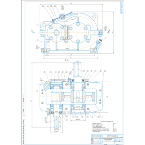 Чертеж редуктор цилиндрический. Сборочный и СП