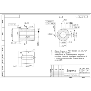 Технологический процесс изготовления детали втулка