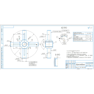 Чертеж детали крестовина в компасе