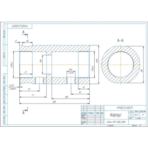 МЧ00.23.00.01 корпус. Рабочий чертеж детали в компасе