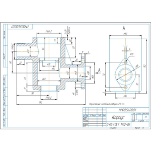МЧ00.56.00.01 корпус. Рабочий чертеж детали в компасе