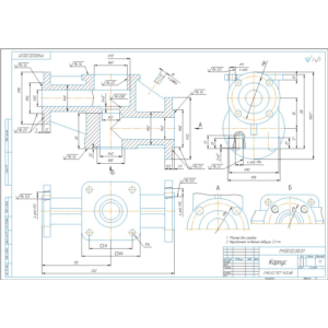 МЧ00.02.00.01 корпус. Рабочий чертеж детали в компасе