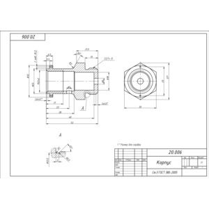Корпус 20.006. Рабочий чертеж детали в AutoCAD