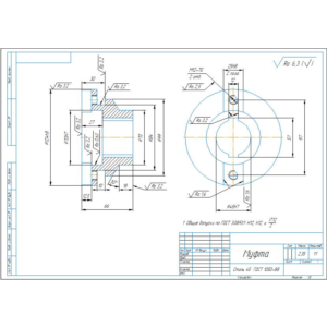 Чертеж детали муфта в компасе