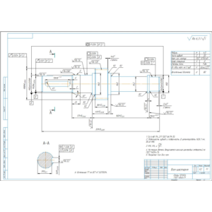 Чертеж детали вал-шестерня в компасе