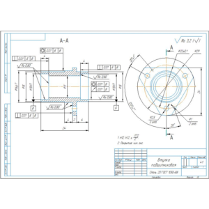 Чертеж детали втулка подшипниковая в компасе