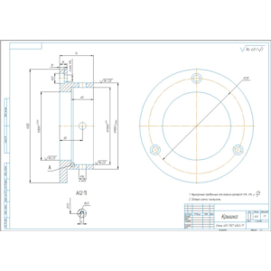Чертеж детали крышка подшипника в компасе