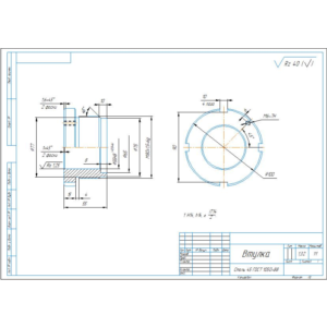 Чертеж детали втулка резьбовая в компасе