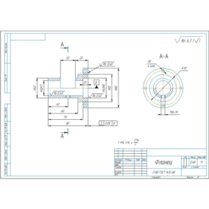 Чертеж детали фланец в компасе