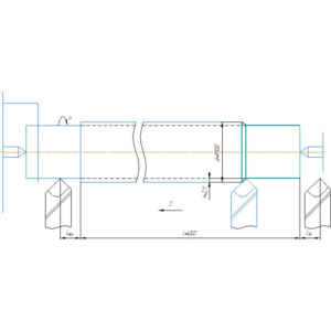 Схема точения вала, установленного в центрах, в компасе