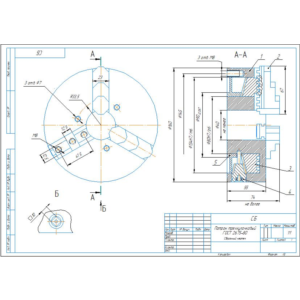 Чертеж патрона трехкулачкового ГОСТ 2675 в компасе D160