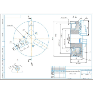 Чертеж патрона трехкулачкового диаметр 320 в компасе