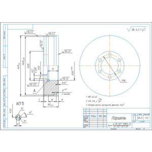 Чертеж поршень гидроцилиндра грейфера в компасе
