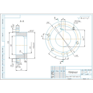 Чертеж детали матрица в компасе
