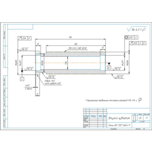 Чертеж детали втулка зубчатая в компасе