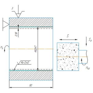 Схема внутреннего шлифования отверстия в компасе