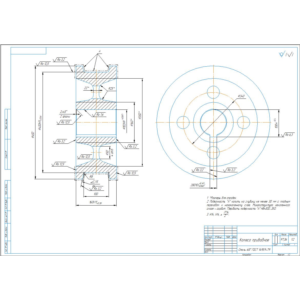 Чертеж детали колесо крановое приводное D=400 в компасе