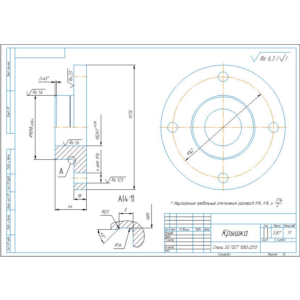 Чертеж детали "Крышка сквозная" в компасе