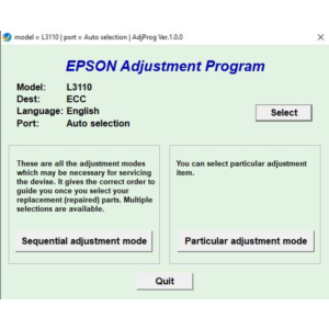 Сброс Epson L3100 Adjustment Program