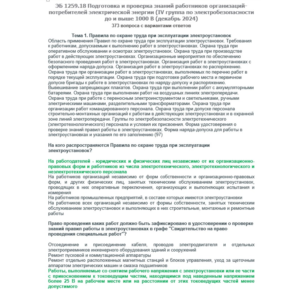 ЭБ 1259.18 (декабрь 2024) 4 группа до и выше 1000В