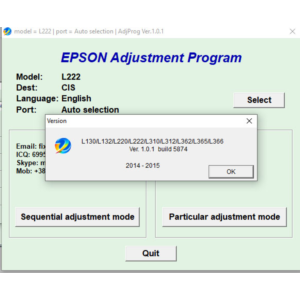 Сброс Epson L130 L132 L220 L222 L310 Adjustment Program