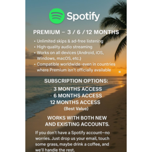 Spotify Premium Worldwide 1/3/6/12 Individual Instant