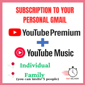 YouTube Premium и Music на 1 месяц для вашего gmail