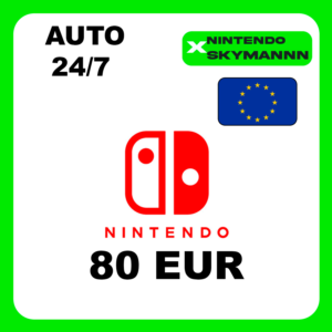 АВТО КАРТА ПОПОЛНЕНИЯ Nintendo eShop 80 EUR ЕВРОПА 24/7