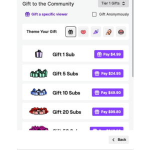 Подарки Twitch для подписчиков 1–100