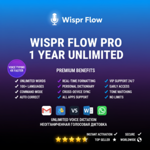 Wispr Flow Pro 1 Год | Голосовой ввод без лимитов ⚡