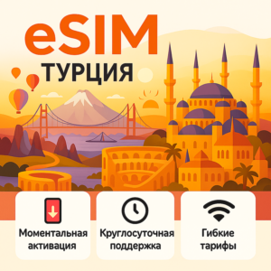 eSIM для путешествий → Турция БЕЗЛИМИТ есим (1 ГБ/день)