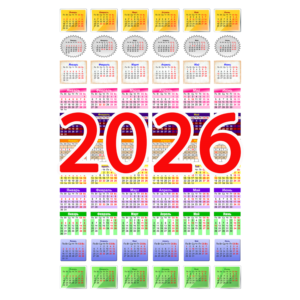Календарные сетки на 2026 год (160 дизайнов)