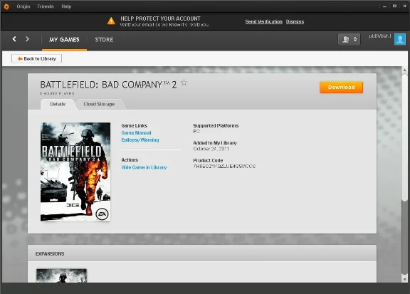 Battlefield - Bad Company 2 (Origin account)