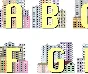The Latin alphabet, decorated with drawings of houses
