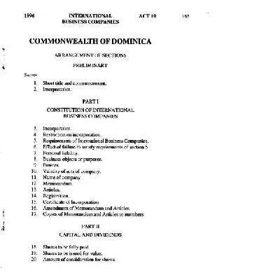 Dominica: Law on International Business Companies