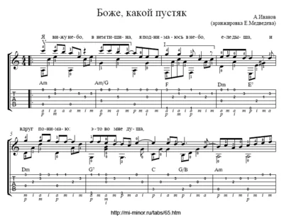 Боже, какой пустяк (Александр Иванов) – Табы и ноты