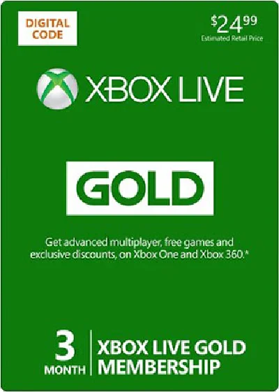 Xbox Live 3 Month Gold Membership $24.99 + DISCOUNTS
