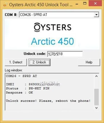 Разблокировка телефона Oysters Arctic 450. Код.
