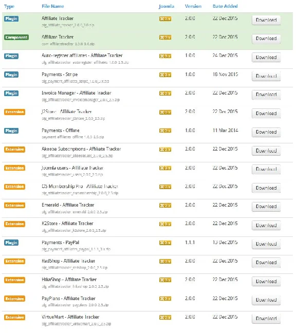 Affiliate program for Joomla