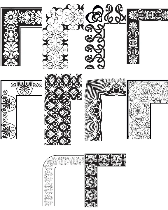 10 black-and-white vector frames for text
