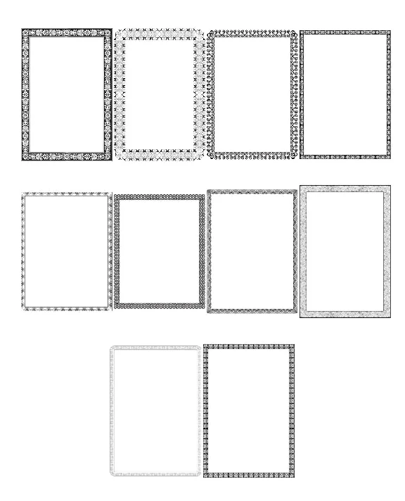 10 black-and-white vector frames for text